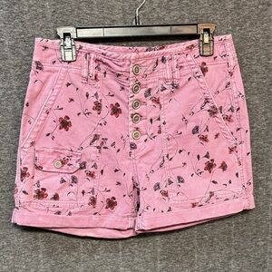 Anthropologie Mauve/Pink Washed Floral Utility Shorts - The Wanderer